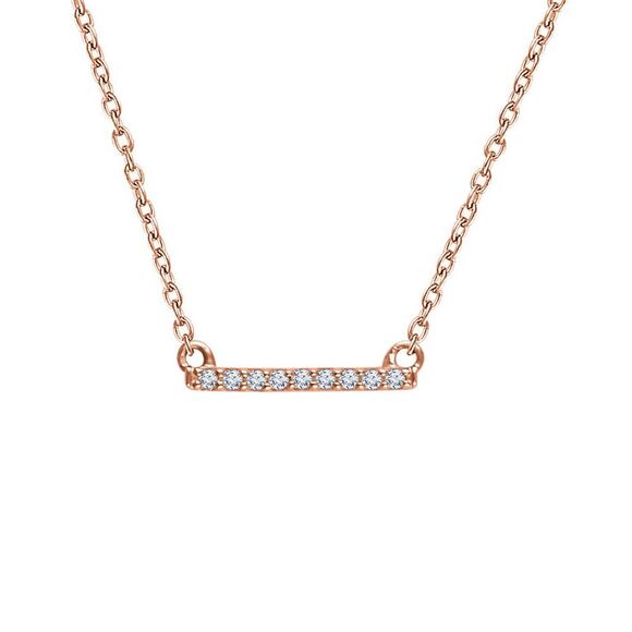 1/15 Ctw Diamond 12mm Bar Necklace in 14k Rose Gold 16-18 Inch